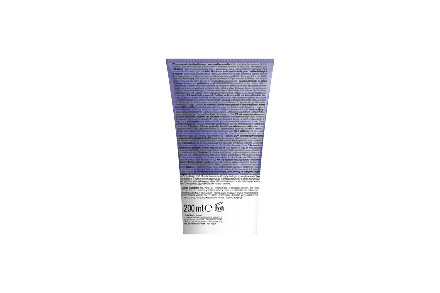 Loreal Professionnel Blondifier conditioner. Reparerande och ljusreflekterande* professionellt balsam för slingat eller blont hår. Berikad med extrakt av acaibär som innehåller polyfenoler.